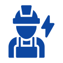 Electrician with safety gear

